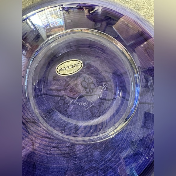 Purple Ombre Handblown Glass Bowl Signed JR. SC Transjo Made in Sweden - Picture 2 of 4